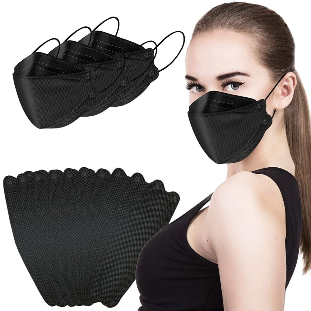 UNISEX 50Pcs Black Disposable Face Masks 4-Layer Safety Face Mask